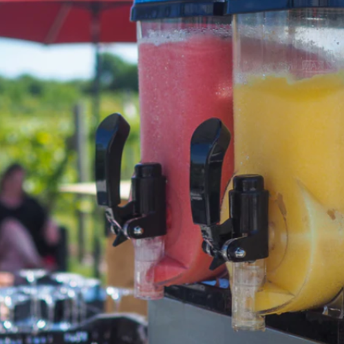 Pitcher of Traynor wine slushie at the Traynor Family Vineyard bar in Hillier, Prince Edward County