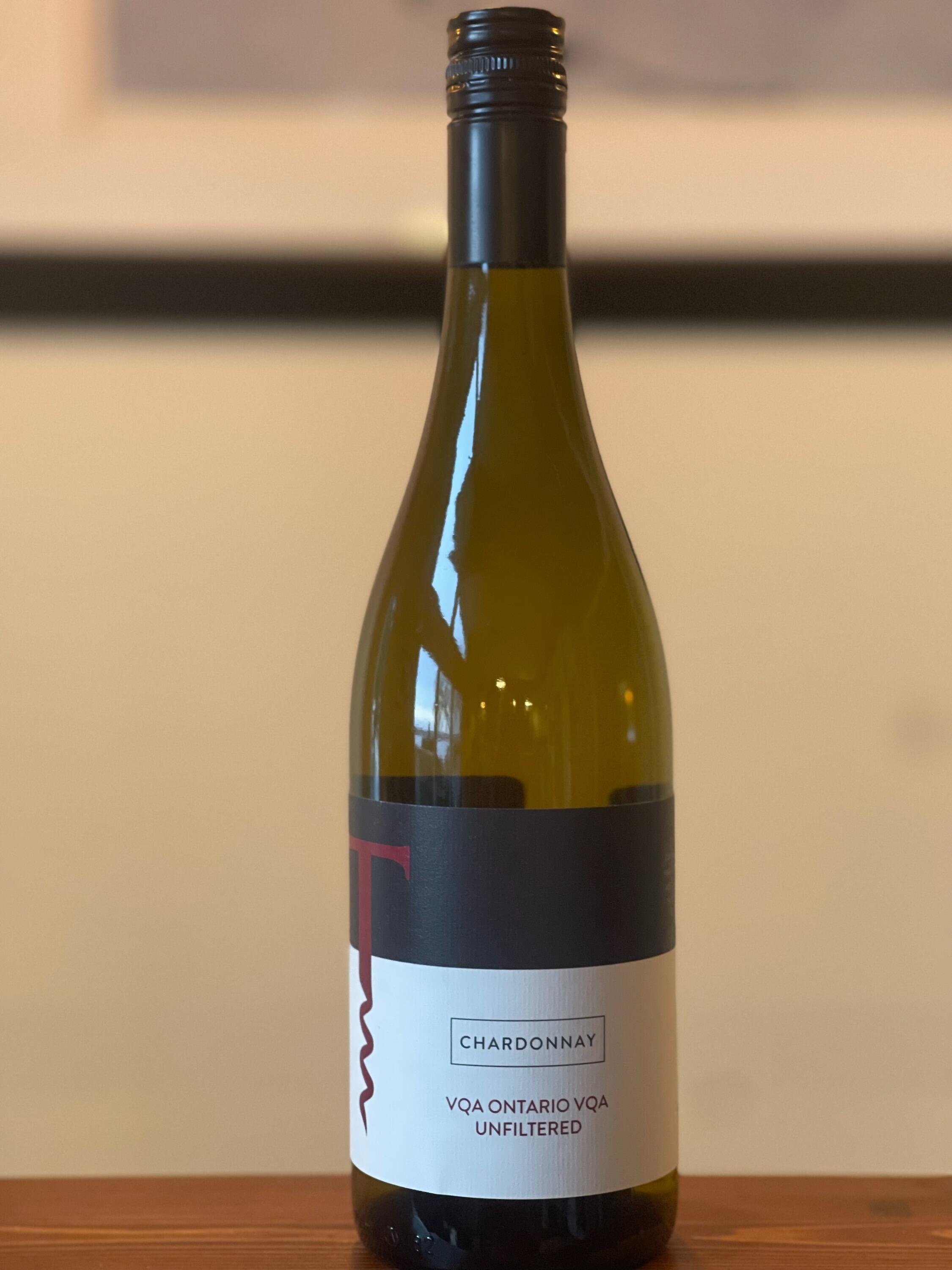 Chardonnay 2019: Bottle shot of 2019 Chardonnay from Traynor Family Vineyard, known for its saline character.