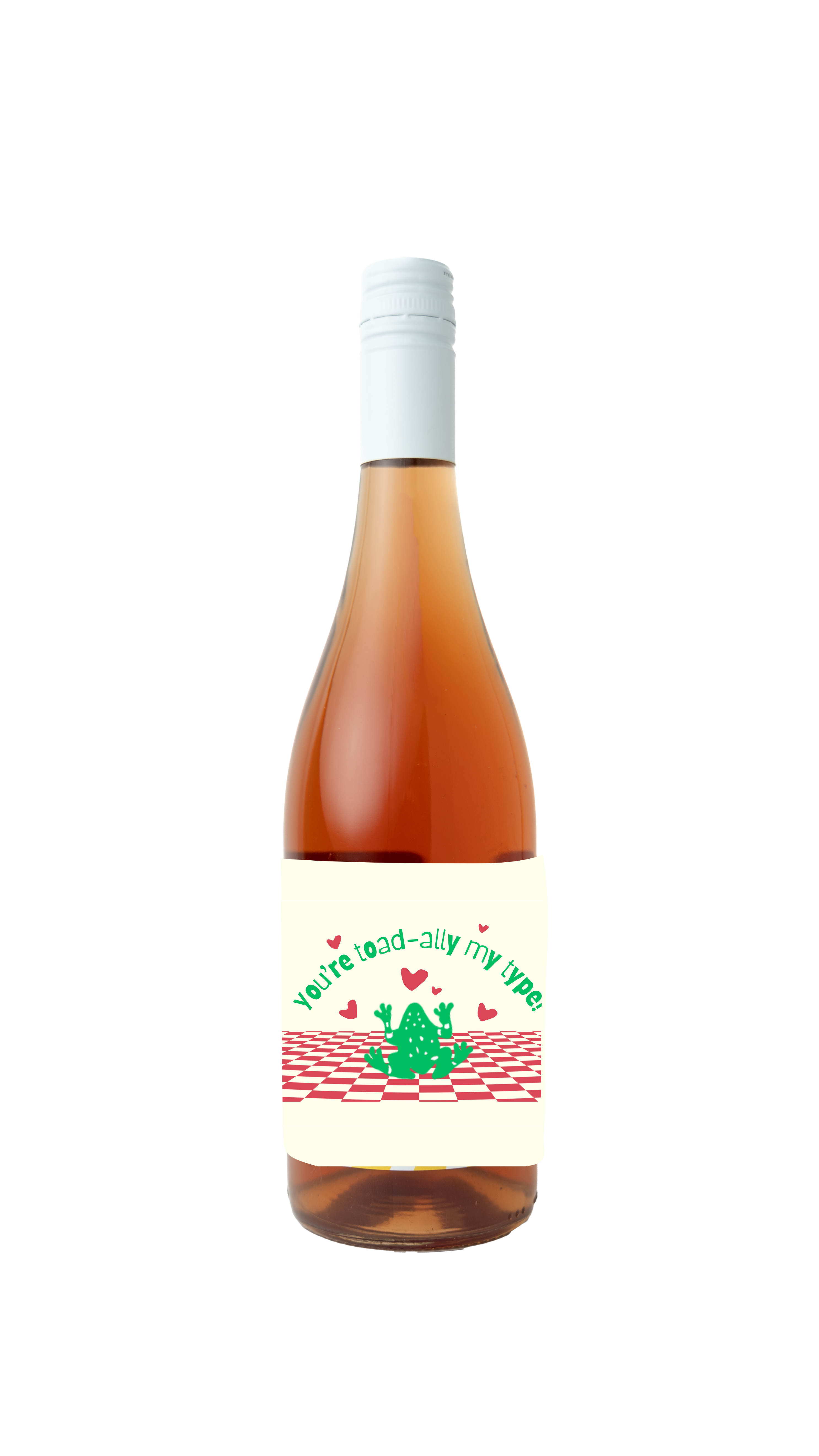 A Traynor rose wine with a label that says 'you're toad-ally my type' with a toad on it