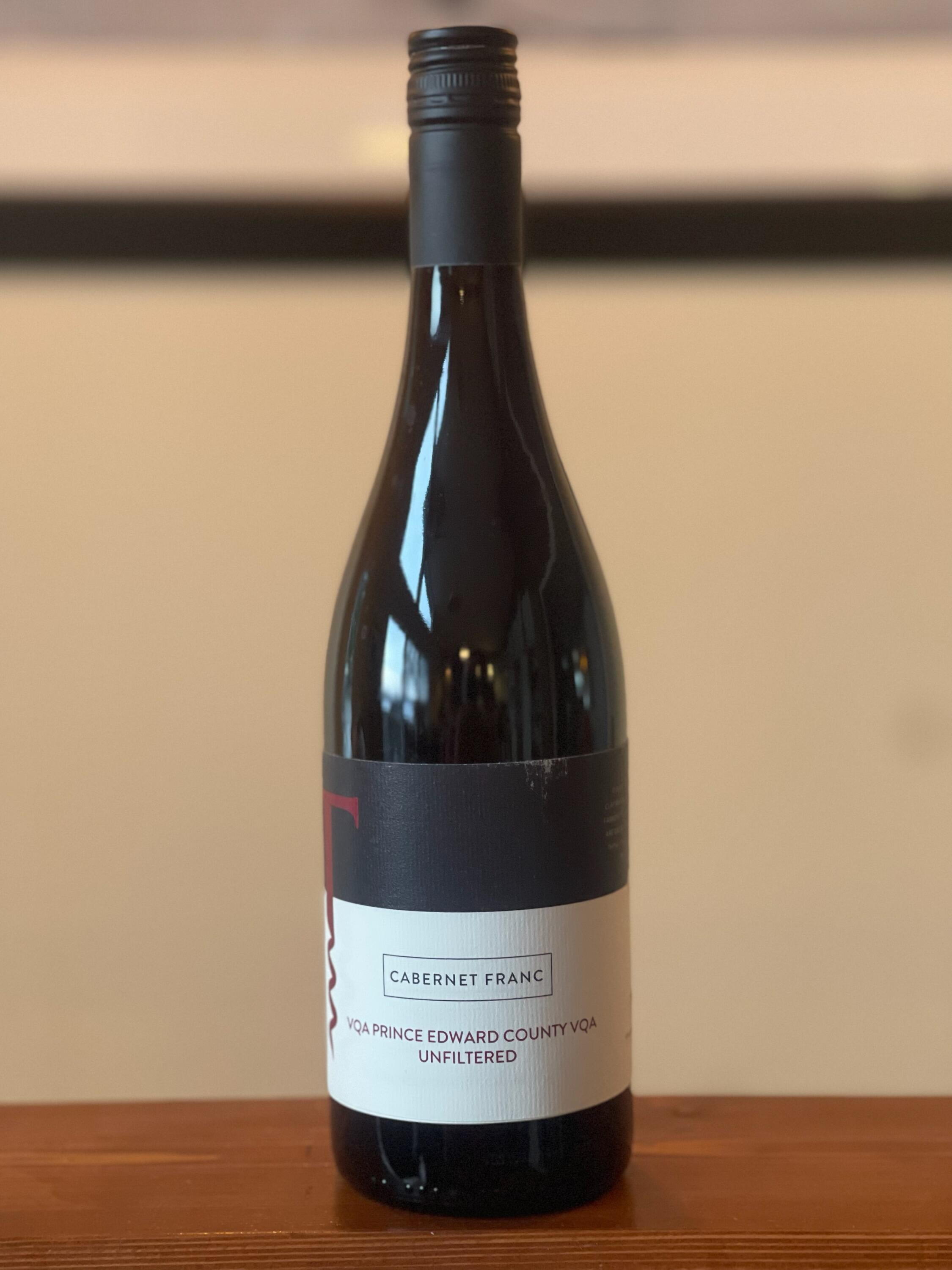 Cabernet Franc 2017: Bottle shot of 2017 Cabernet Franc, a Traynor Family Vineyard first.