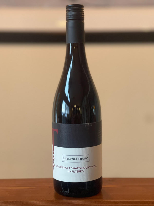 Cabernet Franc 2017: Bottle shot of 2017 Cabernet Franc, a Traynor Family Vineyard first.