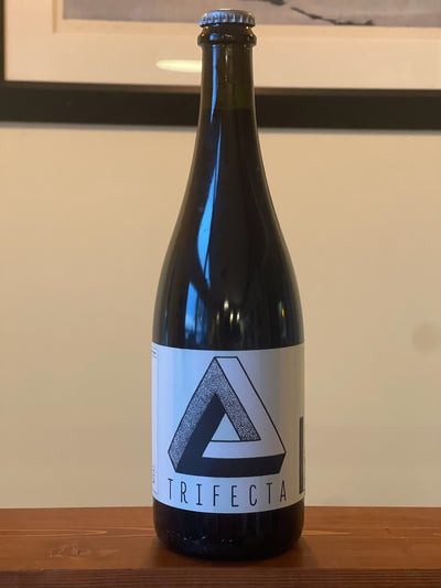 Trifecta Red 2016: Bottle shot of 2016 Trifecta Red, a pioneering carbonated wine (Pet-Nat) in Ontario.