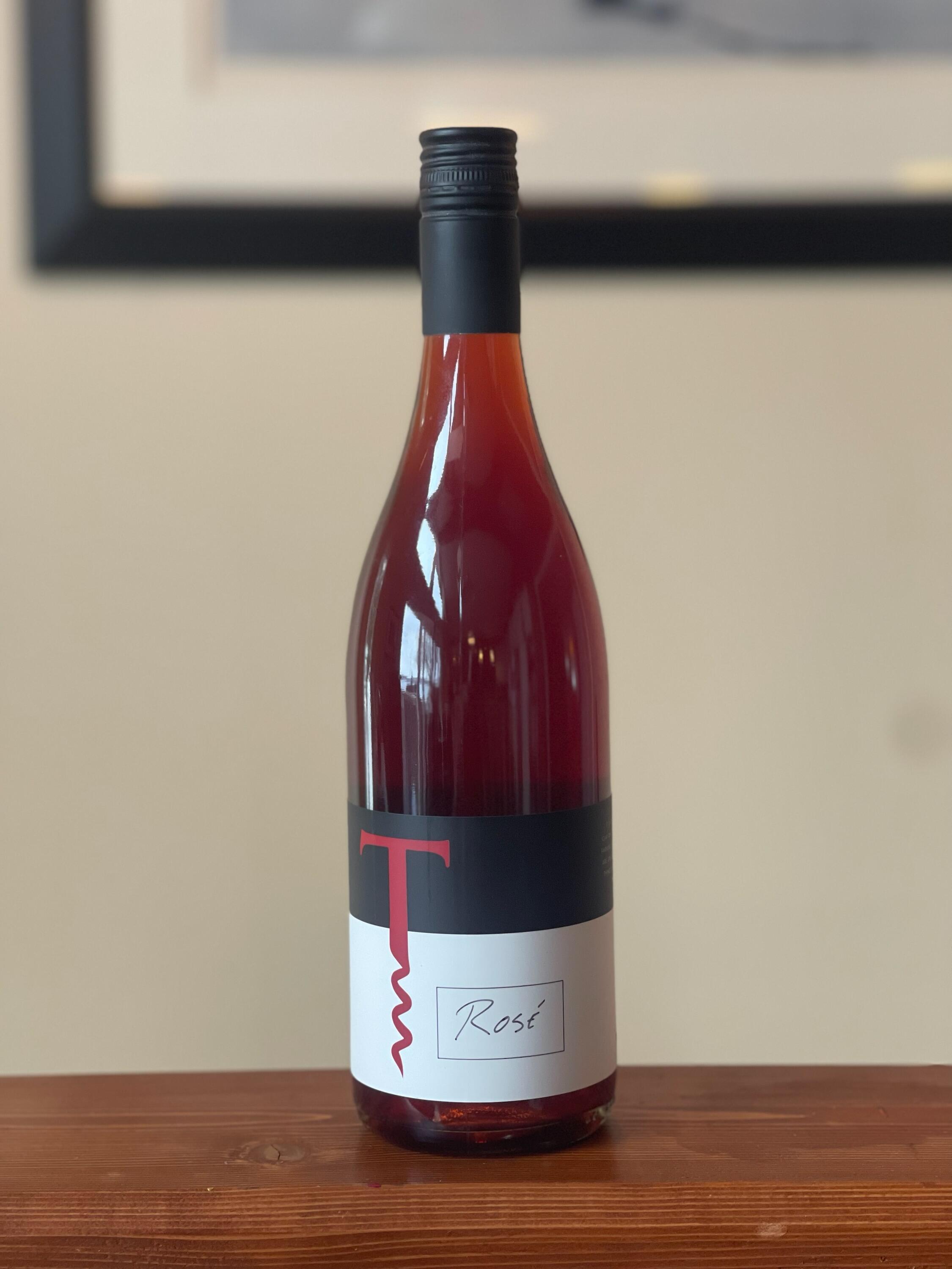 Rosé - Gamay Noir 2017: Bottle shot of 2017 Rosé made from Gamay Noir, a deep, well-extracted wine from Traynor Family Vineyard.