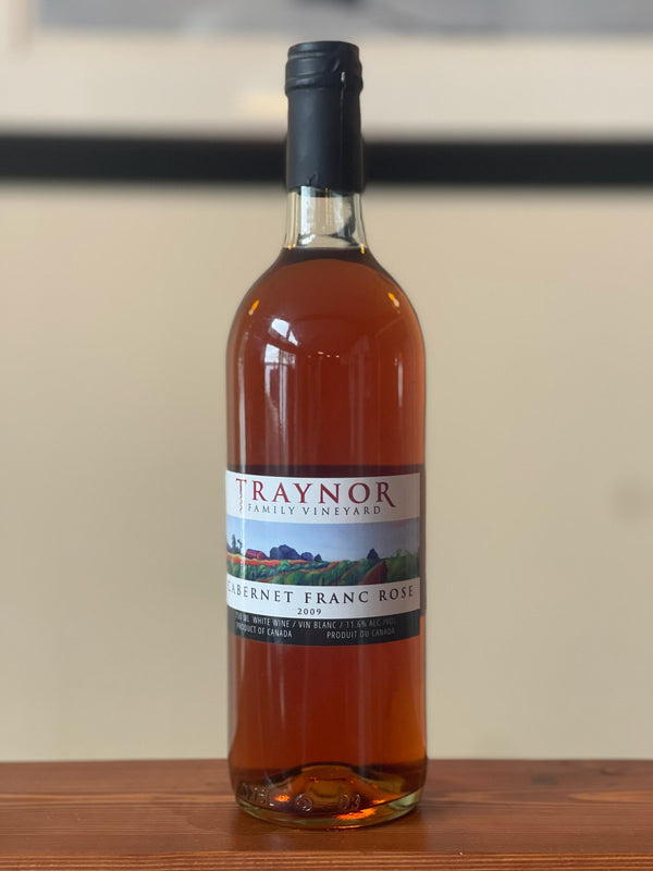 Cabernet Franc Rosé 2009: Bottle shot of 2009 Cabernet Franc Rosé, an early experimental vintage from Traynor Family Vineyard.