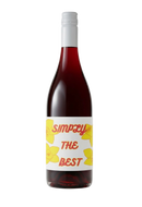 Wine bottle with a label reading 'Simply The Best' on a white background