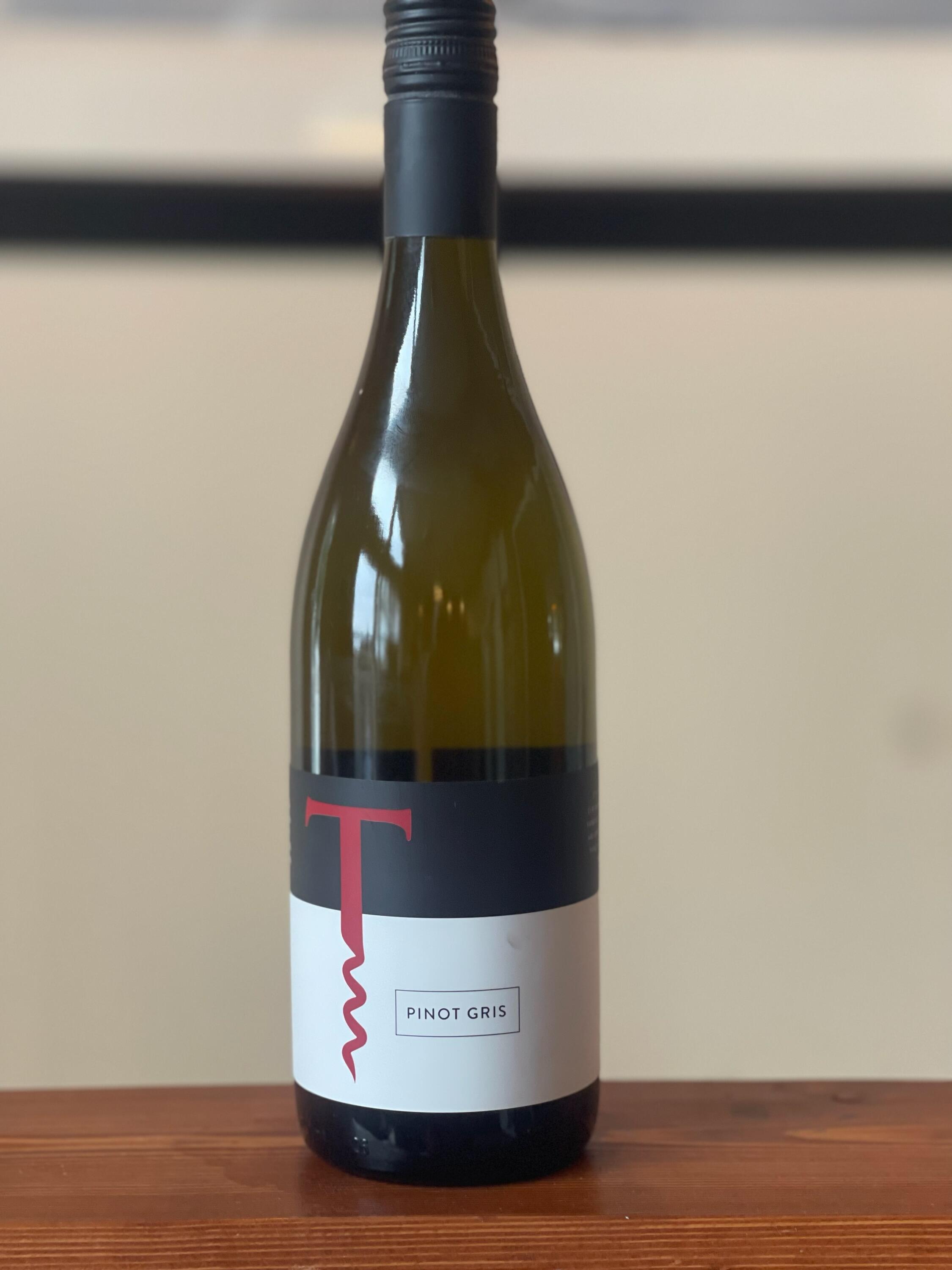 Pinot Gris 2016: Bottle shot of 2016 Pinot Gris, a popular release from Traynor Family Vineyard’s early years.