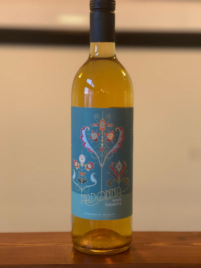 Madonna 2017: Bottle shot of the 2017 Madonna Vermouth. A unique, evolving vermouth from Traynor Family Vineyard.