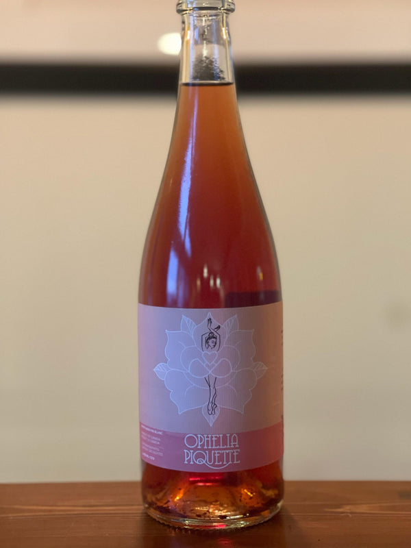 The Original "Original" Ophelia 2019: Bottle shot of the 2019 Ophelia Piquette, part of the carbonated wines collection at Traynor Family Vineyard.