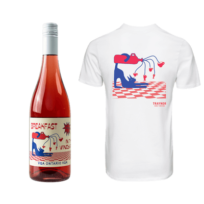 Images of newLIGHT RED GLOUGLOU NATURAL WINE TSHIRT MERCH from Traynor Family Vineyard a winery in Prince Edward County, Ontario COMBO
