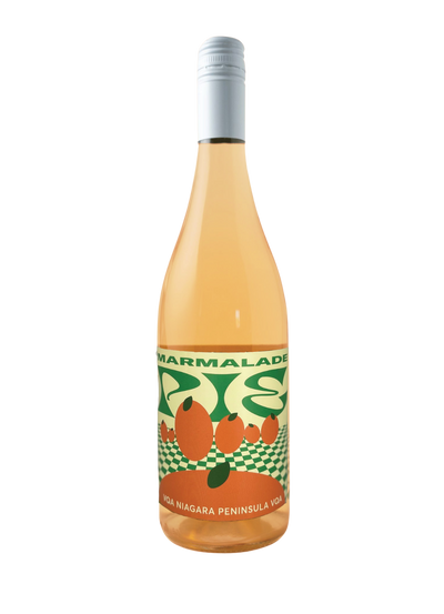 Bottle of Marmalade wine with a colorful label on a white background