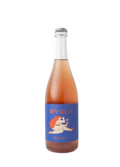 Rose Apple Piquette bottle, showcasing its vibrant rosé color and elegant label design, lightly sparkling with 8% ABV.