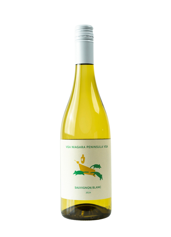Yellow wine bottle with a label on a white background
