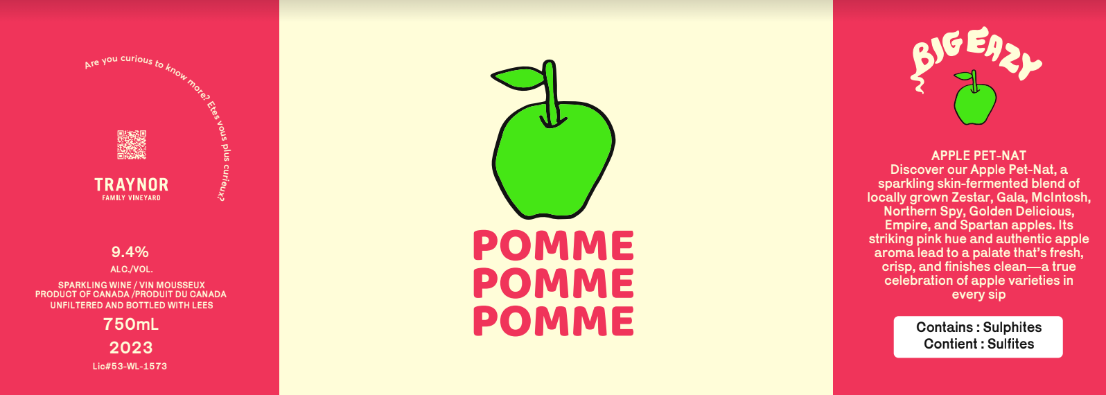 Pomme Pomme Pomme label - Big Eazy Wines