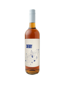Bottle of sherry with a decorative label on a white background