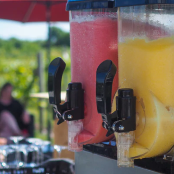 Pitcher of Traynor wine slushie at the Traynor Family Vineyard bar in Hillier, Prince Edward County